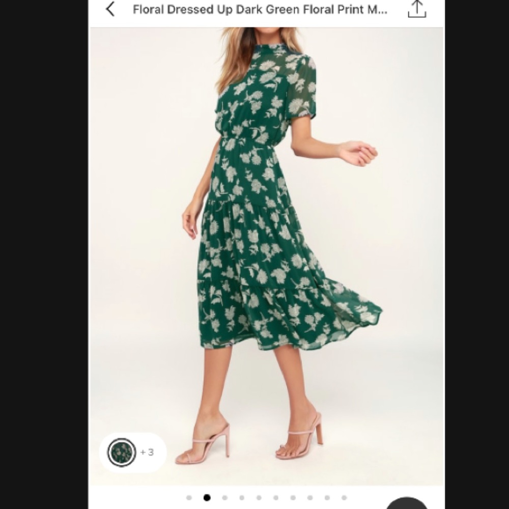 Lulu’s Floral Dressed Up Green Midi Dress